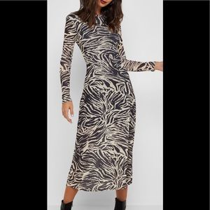 Topshop Zebra Print Midi Dress - Black and Cream